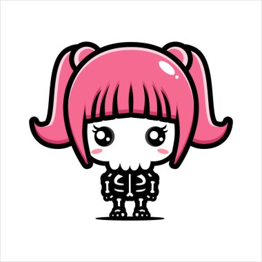 Şirin bir kadın kafatasının vektör tasarımı