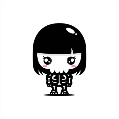 Şirin bir kadın kafatasının vektör tasarımı