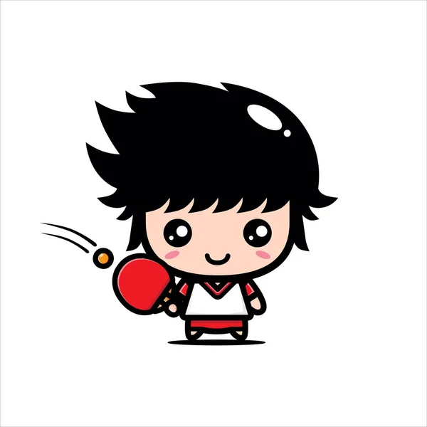 Cute Ping Pong Player Vector Design — 스톡 벡터