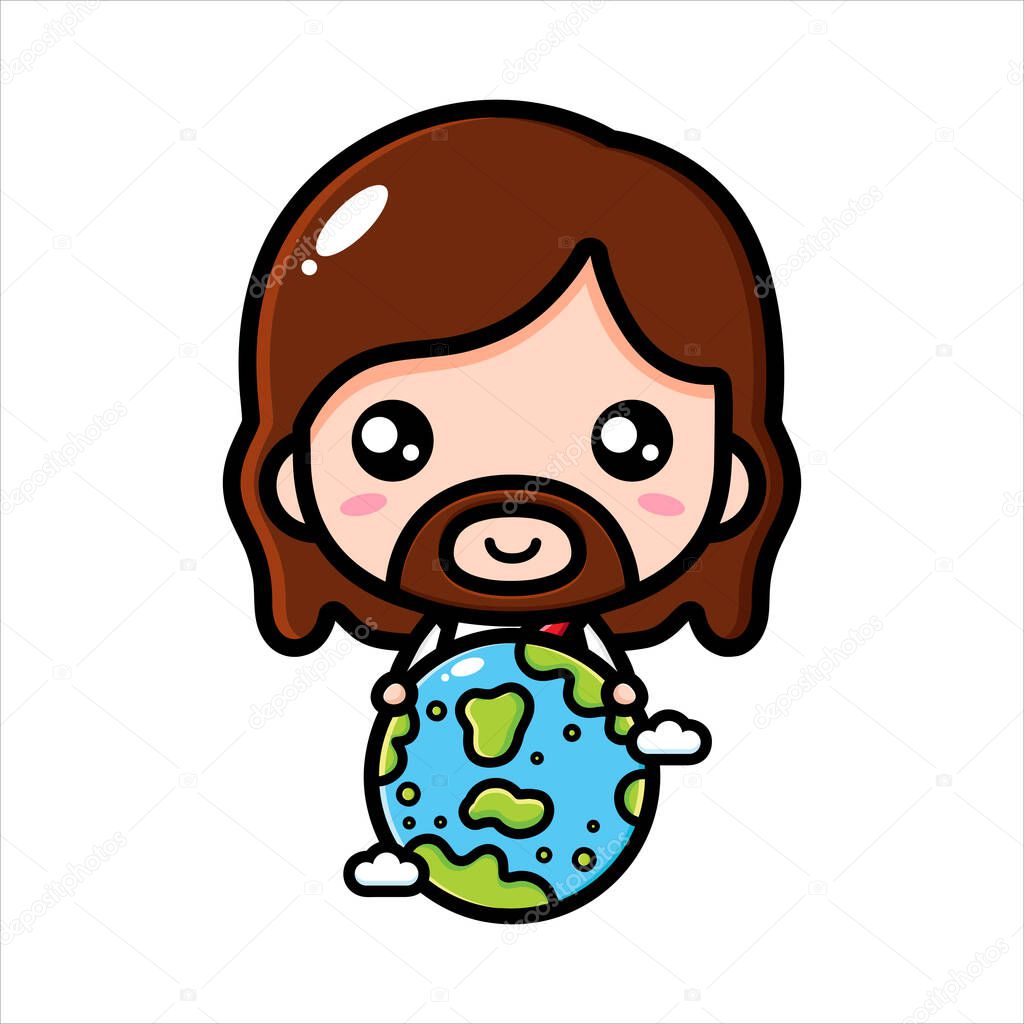 vector design of Jesus hugging the earth
