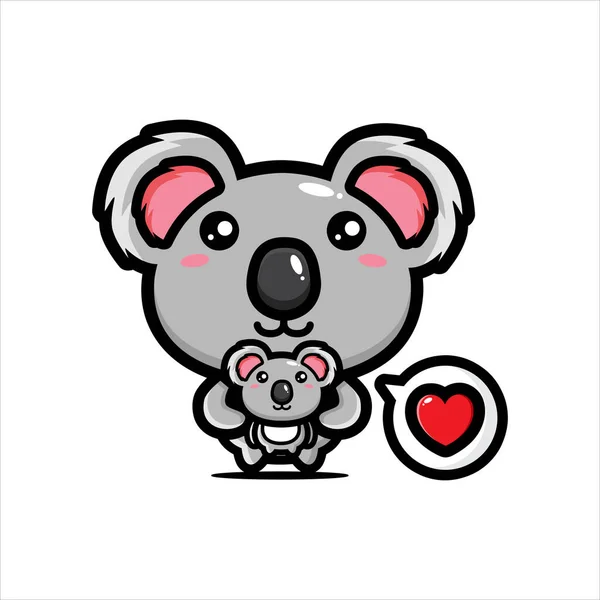 Drăguț Koala Mascota Chibi Design — Vector de stoc