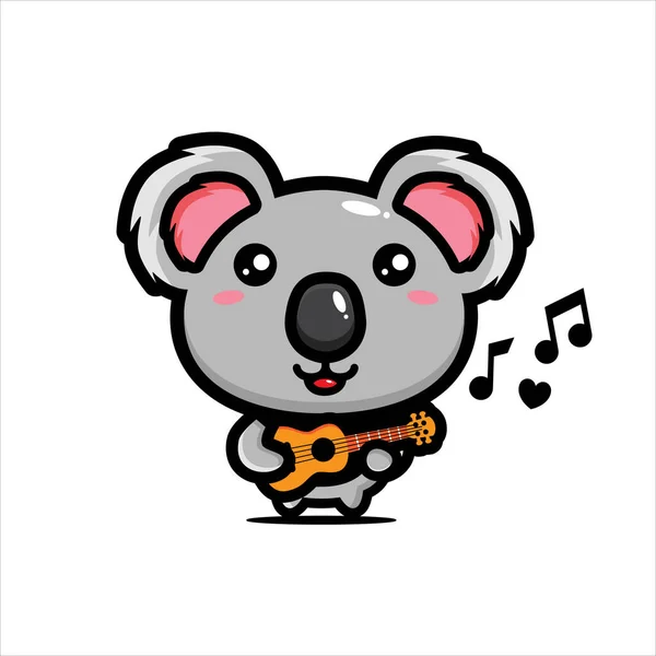 Lindo Koala Mascota Chibi Diseño — Vector de stock