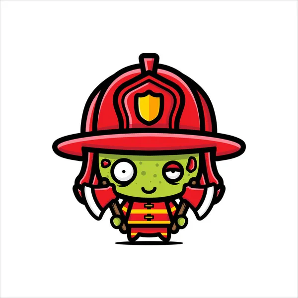 Cute Pemadam Kebakaran Desain Zombie Vektor - Stok Vektor
