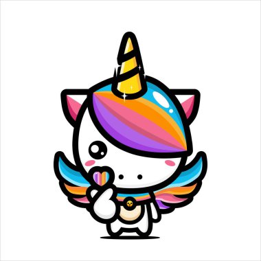 cute unicorn mascot vector design clipart