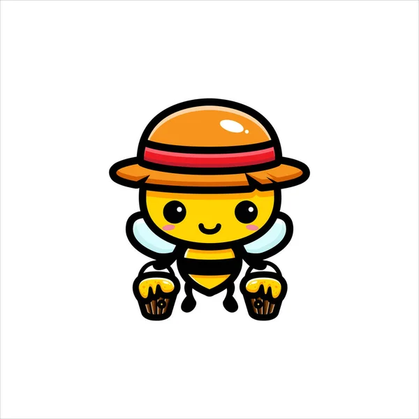 Cute Pszczoła Postać Wektor Projektu — Wektor stockowy