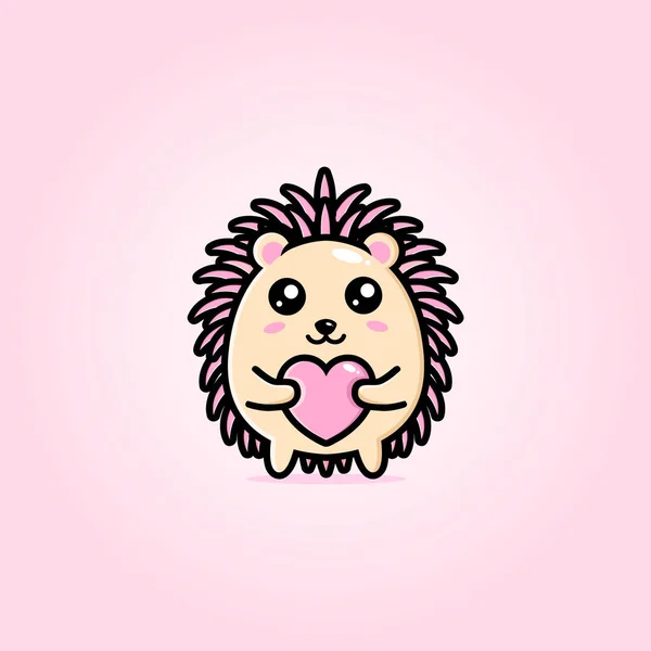 Cute Hedgehog Mascot Design — Stock Vector
