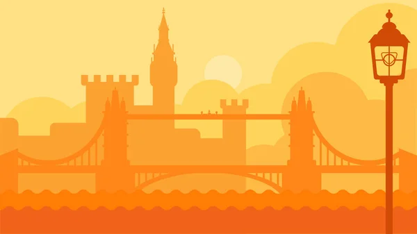 Londra Regno Unito paesaggio con castello e vettoriale fiume — Vettoriale Stock