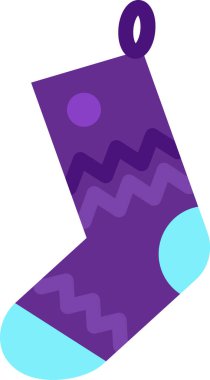 Hediye vektörü için Noel çorabı tatil aksesuarı. Noel Baba 'dan Xmas kış mevsimi kutlama elbisesi. Yeni yıl süpriz düz çizgi film illüstrasyonu için kıyafet giymeyi kutlayalım.