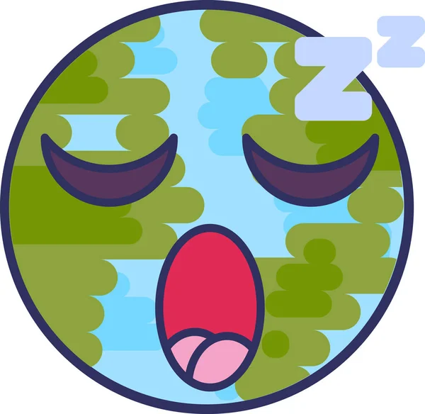 Planet sleeping expression cute funny emoji vector — Stock Vector