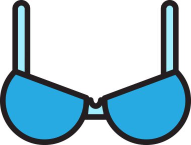 Sütyenli kadın göğüs giysisi aksesuarı. Fincanlı iç çamaşırı, şık kadın iç çamaşırı giysisi. Zarif ve büyüleyici romantik sutyen düz çizgi film çizimi