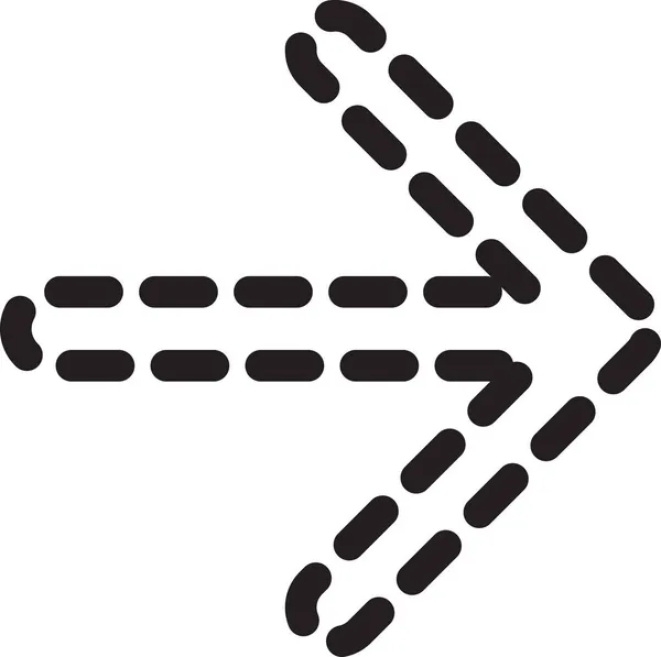 方向ベクトルを示す矢印点線 方向ポインタの向きの記号またはカーソル記号 入口または非常出口線マークモノクロフラット漫画イラスト — ストックベクタ