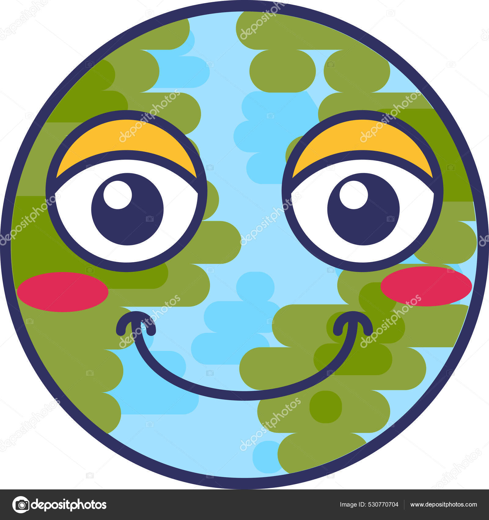 Emoticon Bonito Com Cabelo Verde - Emoji - Vector a Ilustração