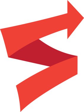 Ok kıvrımlı büyüyen figür sembolü vektörü. Kavisli spiral işaretleme dekoratif tabela direği. Yukarı doğru bükülmüş işaret süsleme şablonu 3D çizim