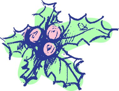 Ökseotu Noel süsleme vektörü. Kutsal böğürtlen ve yeşil yaprak xmas dekoratif aksesuarlı bir dal. Kış mevsimi etkinliği doğal ağaç romantik dekor düz çizgi film illüstrasyonu