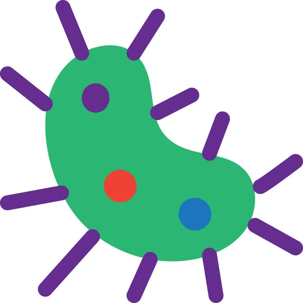 細菌生物学研究アイコンベクター 細菌性ウイルス疾患生物学的または化学的研究室で微視的な研究フラット漫画イラスト — ストックベクタ