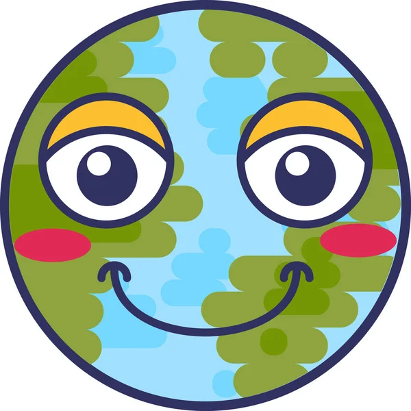 Πλανήτης κόσμος χαμογελά με τριαντάφυλλο γκόμενα emoji διάνυσμα — Διανυσματικό Αρχείο