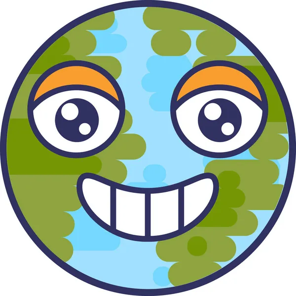 Γη emoji γέλιο με τα δόντια και χαριτωμένο διάνυσμα μάτια — Διανυσματικό Αρχείο