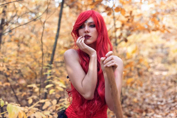 秋の森の魔女 — ストック写真
