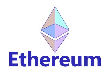Kripto para birimi logosu Ethereum 'un vektör resmi. Yazarın gelişimi orijinaline dayanır. Beyaz arkaplan. 