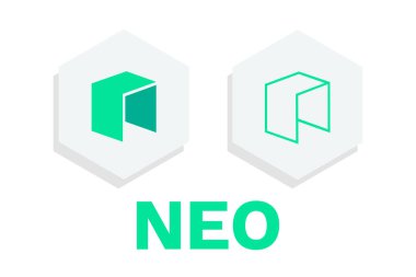 Kripto para birimi logosunun vektör görüntüsü NEO. Yazarın gelişimi orijinaline dayanır. Beyaz arkaplan. 