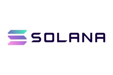 Solana kripto para birimi logosunun vektör görüntüsü. Yazarın gelişimi orijinaline dayanır. Beyaz arkaplan. 