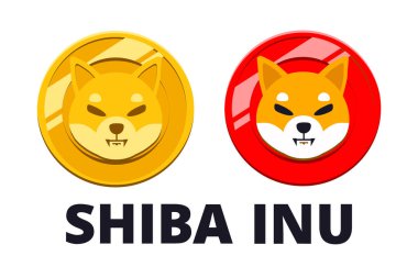 Şifreleme logosu Shiba inu 'nun 3d vektör görüntüsü. Yazarın gelişimi. Beyaz arkaplan