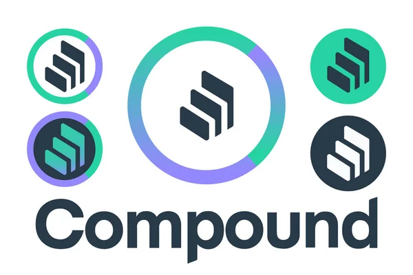 Vektorbild Cryptocurrency Logotypen Compound Författarens Utveckling Bygger Originalet Vit Bakgrund — Stock vektor