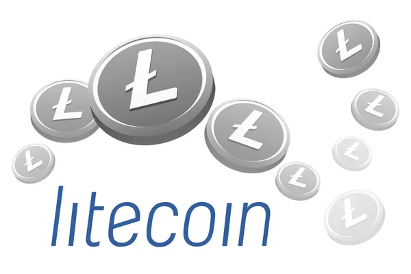 暗号通貨ロゴLitecoinの3Dベクトル画像 著者の開発 白い背景 — ストックベクタ