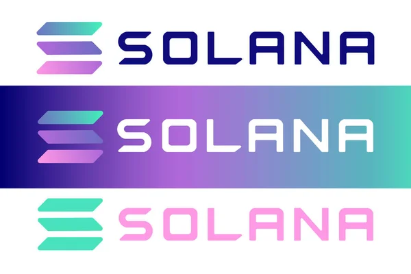 Vektorbild Kryptovaluta Logotypen Solana Författarens Utveckling Bygger Originalet Vit Bakgrund — Stock vektor