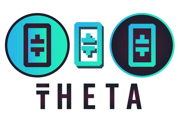 Vektorbild Cryptocurrency Logotypen Theta Författarens Utveckling Bygger Originalet Vit Bakgrund — Stock vektor
