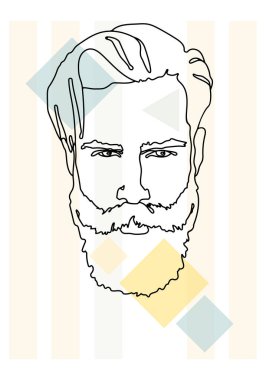 Siyah çizgili bir adamın vektör görüntüsü. Yüz çizgisi sanatı. Moda ve tasarım için.