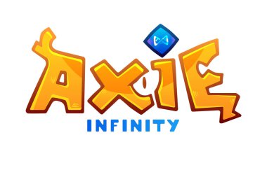 Axio Infinity oyununun logosunun vektör görüntüsü. NFT jetonları. Beyaz arkaplanda parlak bir logo.