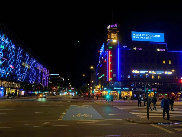 Nachtopname Van Kopenhagen Reis Naar Scandinavië Vakantie Kopenhagen Denemarken — Stockfoto