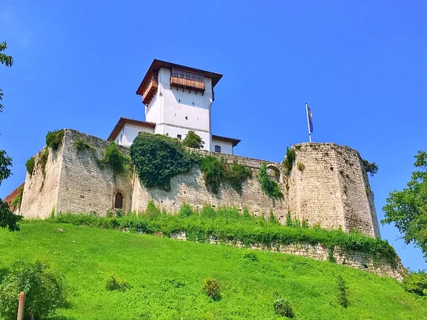 Den Övre Staden Med Tornet Kapten Husein Gradascevic Gradacac Slott — Stockfoto