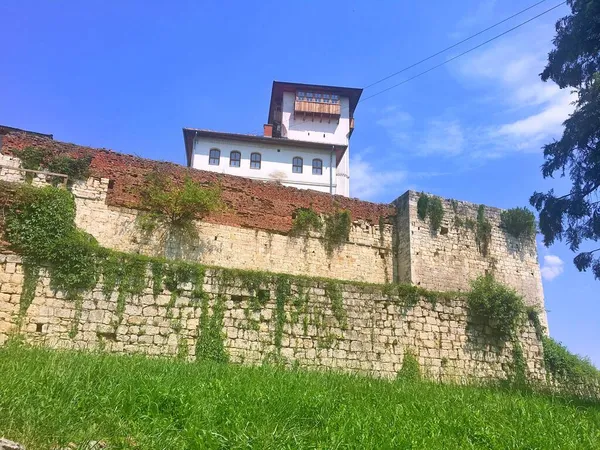 Cidade Superior Com Torre Capitão Husein Gradascevic Castelo Gradacac Cidade — Fotografia de Stock