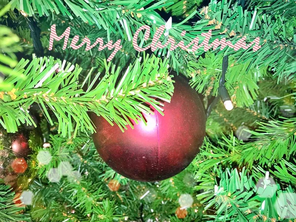Joyeux Noël Arbre Noël Avec Des Boules Des Décorations Colorées — Photo
