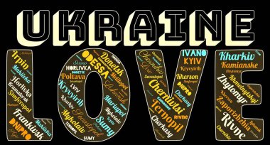'UKRAINE' ın AŞK 'şehirlerinin kelime bulutu