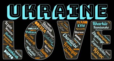 'UKRAINE' ın AŞK 'şehirlerinin kelime bulutu