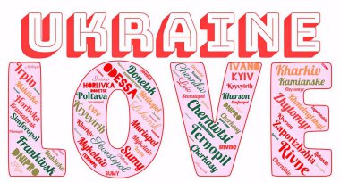 'UKRAINE' ın AŞK 'şehirlerinin kelime bulutu