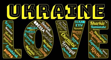 'UKRAINE' ın AŞK 'şehirlerinin kelime bulutu