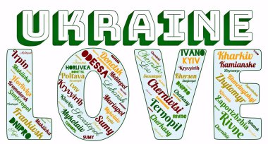 'UKRAINE' ın AŞK 'şehirlerinin kelime bulutu