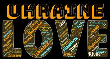 'UKRAINE' ın AŞK 'şehirlerinin kelime bulutu