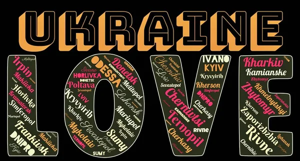 'UKRAINE' ın AŞK 'şehirlerinin kelime bulutu