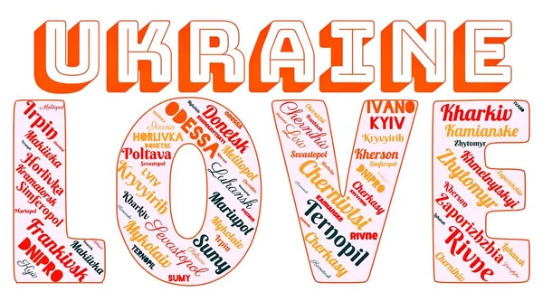 'UKRAINE' ın AŞK 'şehirlerinin kelime bulutu