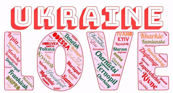 'UKRAINE' ın AŞK 'şehirlerinin kelime bulutu