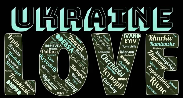 'UKRAINE' ın AŞK 'şehirlerinin kelime bulutu