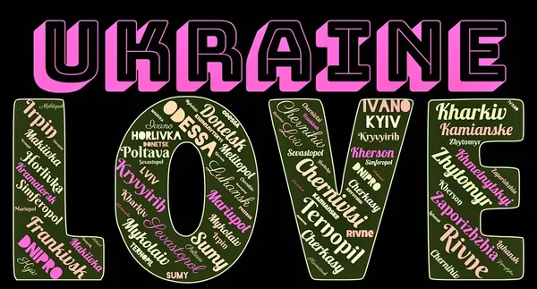 'UKRAINE' ın AŞK 'şehirlerinin kelime bulutu