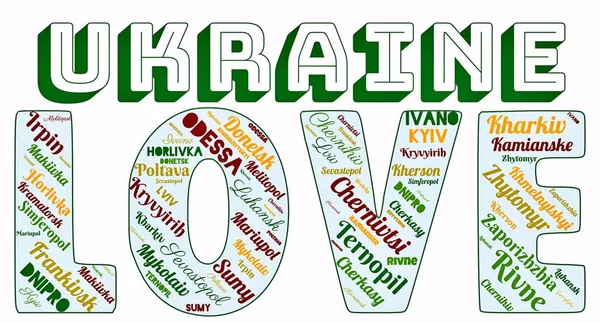 'UKRAINE' ın AŞK 'şehirlerinin kelime bulutu