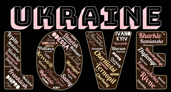 'UKRAINE' ın AŞK 'şehirlerinin kelime bulutu