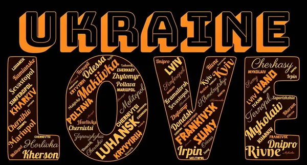 'UKRAINE' ın AŞK 'şehirlerinin kelime bulutu